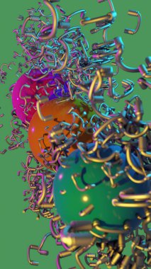 3d illüstrasyon - metal boruların bileşimi soyut şekil