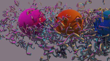 3d illüstrasyon - metal boruların bileşimi soyut şekil