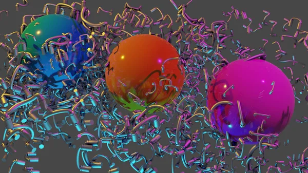 3d illüstrasyon - metal boruların bileşimi soyut şekil