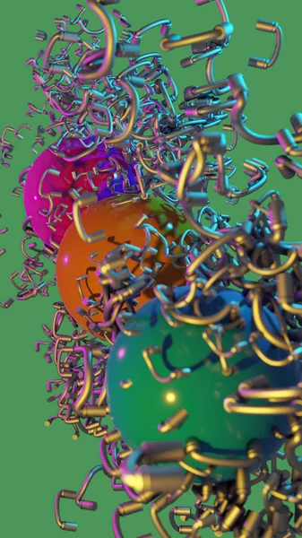 3d illüstrasyon - metal boruların bileşimi soyut şekil