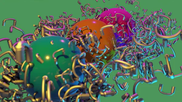 3d illüstrasyon - metal boruların bileşimi soyut şekil