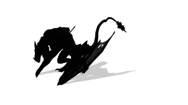 Illustration Silhouette Dragon Walking White Backgound — Stock Photo, Image