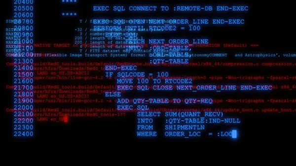 Ilustración Hacker Código Corriendo Por Terminal Pantalla Ordenador — Foto de Stock