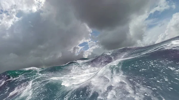 Ilustrace Silná Vlna Oceánu Tmavý Mrak Obloze — Stock fotografie