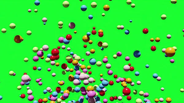 3D插图 绿色背景的彩色球体 — 图库照片