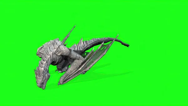 3Dイラスト Dragon Walking Green Screen — ストック写真