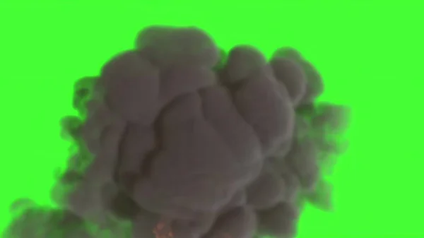 Иллюстрация Взрыв Огненного Шара Зеленом Экране — стоковое фото