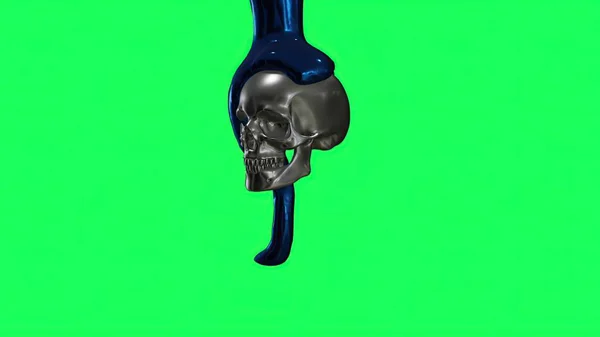 Illustration Purple Liquids Drops Falling Human Skull Green Screen — 图库照片