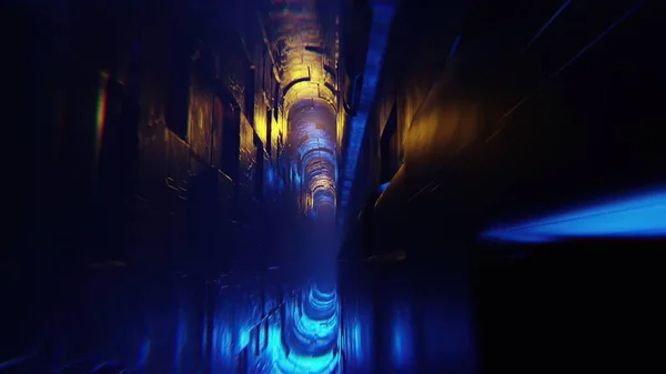 Illustration Clean Futuristic Alien Scifi Fantasy Hangar Tunnel Corridor — Stock Photo, Image