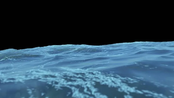 Illustration Sea Waves Black Background Water Texture — Stockfoto