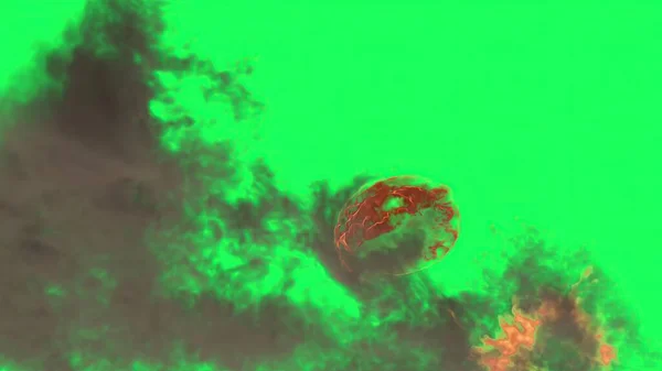 Ilustración Explosión Bola Fuego Pantalla Verde — Foto de Stock