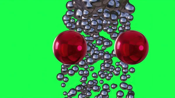 Illustration Abstract Metal Metaball Green Screen Foto Stock Royalty Free