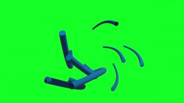 Yeşil ekran üzerinde soyut dönen sarmal şekil 3D Canlandırılmış Bilgisayar Tasarımı