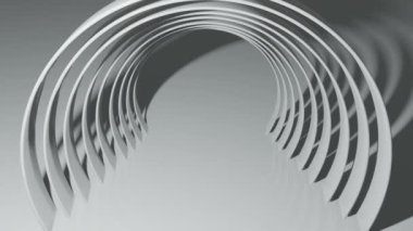 Flying through the futuristic white tunnel. Abstract 3D animation. The concept of illuminated corridor, interior design, spaceship, science, lab, technology, science, architecture, industry