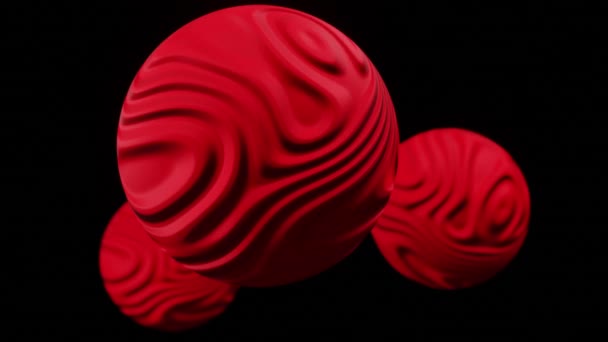 Computer Generated Three Red Spheres Curly Shape Render Abstract Background — Stock videók