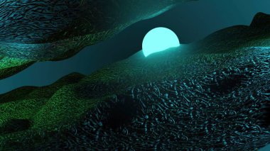 3d illüstrasyon - Bilimkurgu manzara dijital arkaplan. 