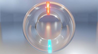 3d illustration - Torus made from glass and falling Particle