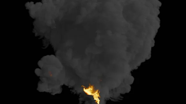 3Dイラスト 黒を背景に火の玉爆発 — ストック写真