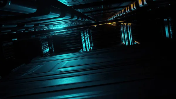 Illustration Couloir Tunnel Fantasmé Hangar Sci Extraterrestre Futuriste Propre Image En Vente