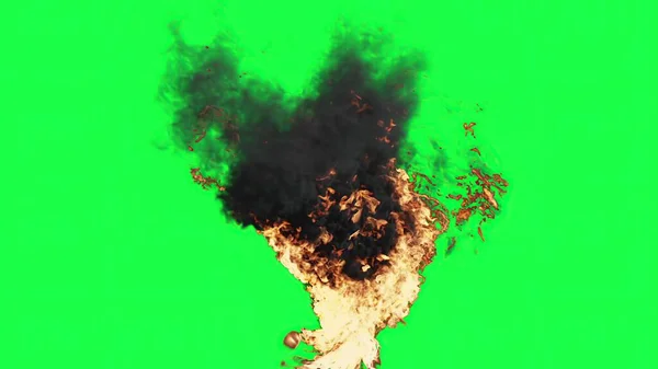 Ilustrace Fire Ball Explosion Zelené Obrazovce — Stock fotografie