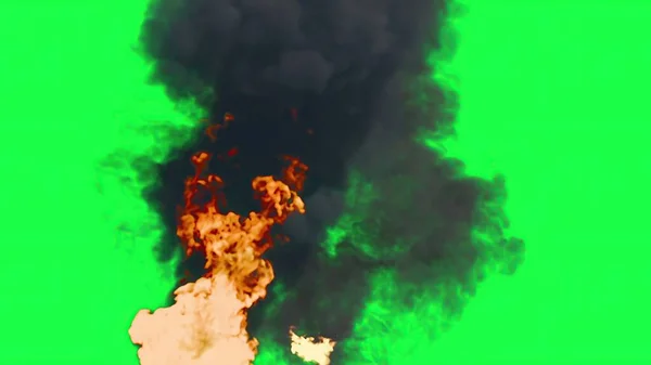 Illustration Explosion Boule Feu Sur Écran Vert — Photo