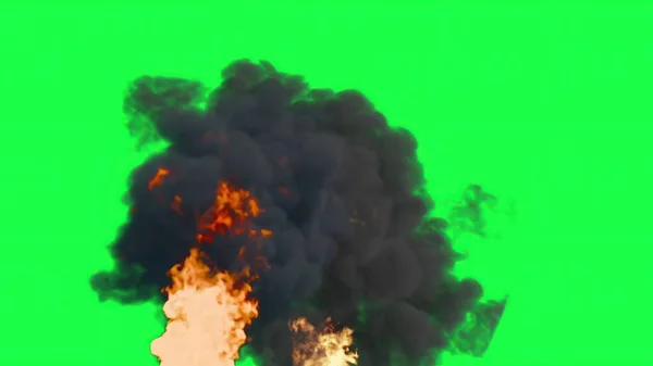 Illustration Explosion Boule Feu Sur Écran Vert — Photo