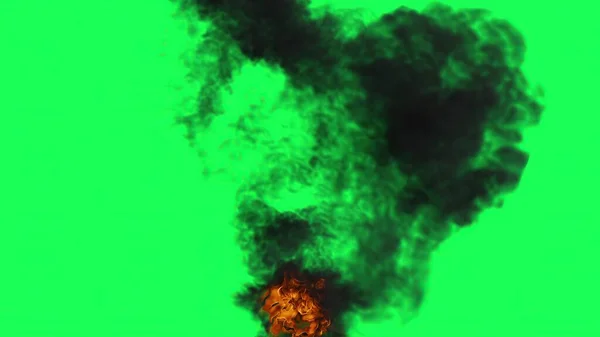 Illustration Fire Ball Explosion Green Screen — Stock Photo, Image