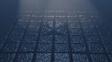 3d illüstrasyon - dikdörtgen geometri ilkel formlarından oluşan dalgalarla soyut arkaplan 