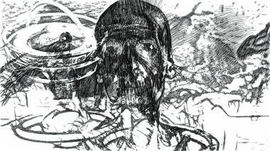 3D illüstrasyon - Çizgi roman tarzında Korkunç Zombi 