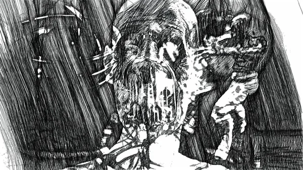 Ilustração Horror Zombie Estilo Cômico — Fotografia de Stock