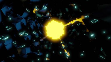 3D illüstrasyon - temiz gelecekçi uzaylı bilimkurgu fantezi hangar tüneli koridoru