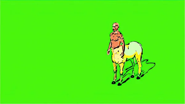 Иллюстрация Комическом Стиле Мужчина Кентавр Наполовину Лошадь Наполовину Человек Изолирован — стоковое фото