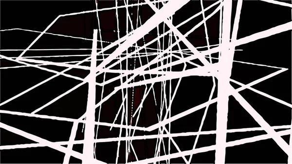 3D漫画风格图解 带有纵横交错白线的黑色背景的抽象运动图形 — 图库照片
