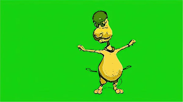 Ilustración Estilo Cómico Pose Marioneta Pantalla Verde — Foto de Stock