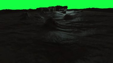 Bilimkurgu manzara dijital arka planı. Karada renkli ay ile sihirbaz görüşü