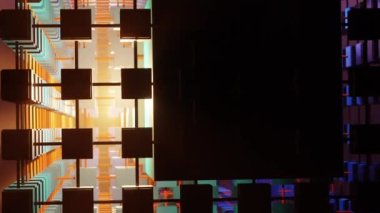 Bilimkurgu hareketi grafiksel arka plan. Dijital teknolojik tünele uçuyor. Yüksek teknoloji bilgi akışı kavramı, engelleme zinciri veya 3d büyük veri dijital tüneli. 