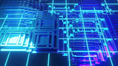 3D illüstrasyon - dijital çokgen soyut yüzey. Modern geometrik tarzda 3d geometrik arkaplan