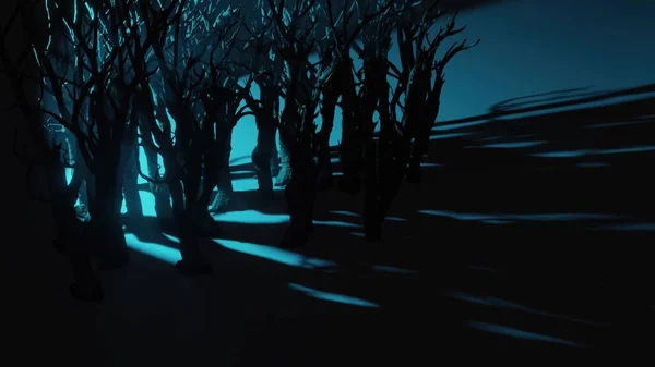Ілюстрація Spooky Dark Forest Night Moonlight — стокове фото