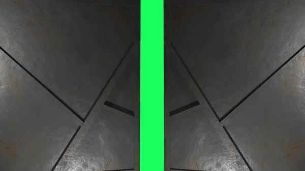 Ilustración Apertura Puerta Metal Pantalla Verde Croma Clave —  Fotos de Stock