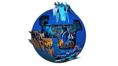 3d illüstrasyon - metal plakaların bileşimi soyut şekil verir