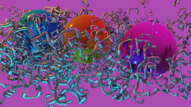 3d illüstrasyon - metal boruların bileşimi soyut şekil