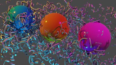 3d illüstrasyon - metal boruların bileşimi soyut şekil