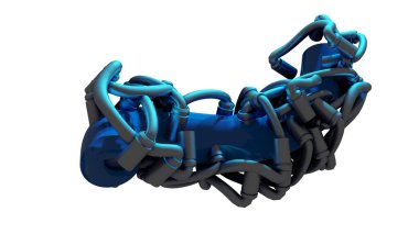 3d illüstrasyon - metal boruların bileşimi soyut şekil