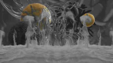 3D illüstrasyon - Hasarlı ve Parçalanan Kanser Hücresi