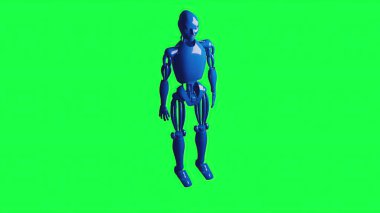 3d illüstrasyon - robotun parçaları yeşil ekranda tek tek görülebilir 