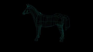 Siyah ekranda Zebra animasyonunun düşük poligramlı modeli
