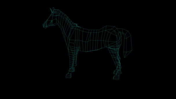 Низкопольная Модель Анимации Zebra Фоне Чёрного Экрана — стоковое видео