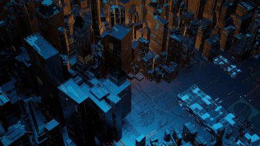 3d illüstrasyon - Bilimkurgu Şehri Modeli