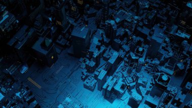 3d illüstrasyon - Bilimkurgu Şehri Modeli