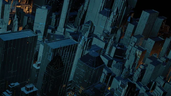 Ilustracja Model Miasta Science Fiction — Zdjęcie stockowe